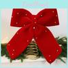 Flannel Red Bow Tree Topper With Embellished Star For Christmas Celebration