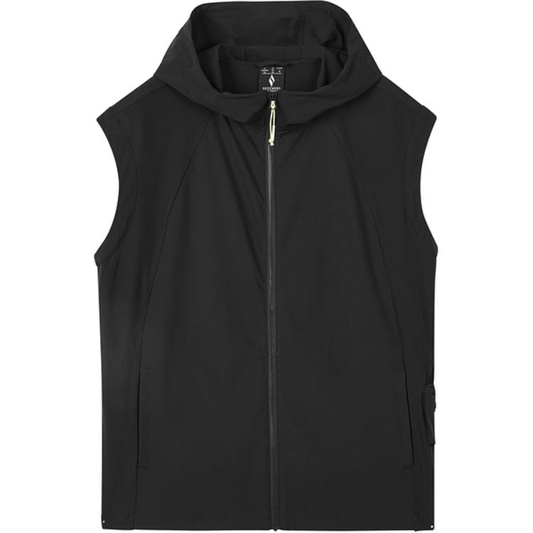 Skechers Comfortable Soft Hooded Zipper Sleeveless Vest Women Vests Carbon-Black L324W007-0018 S