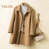 Women Winter Coat Formal Business Style Turn-down Collar Single-breasted Mid Length Overcoat OL Commuting Jacket Solid Color Thick Outerwear