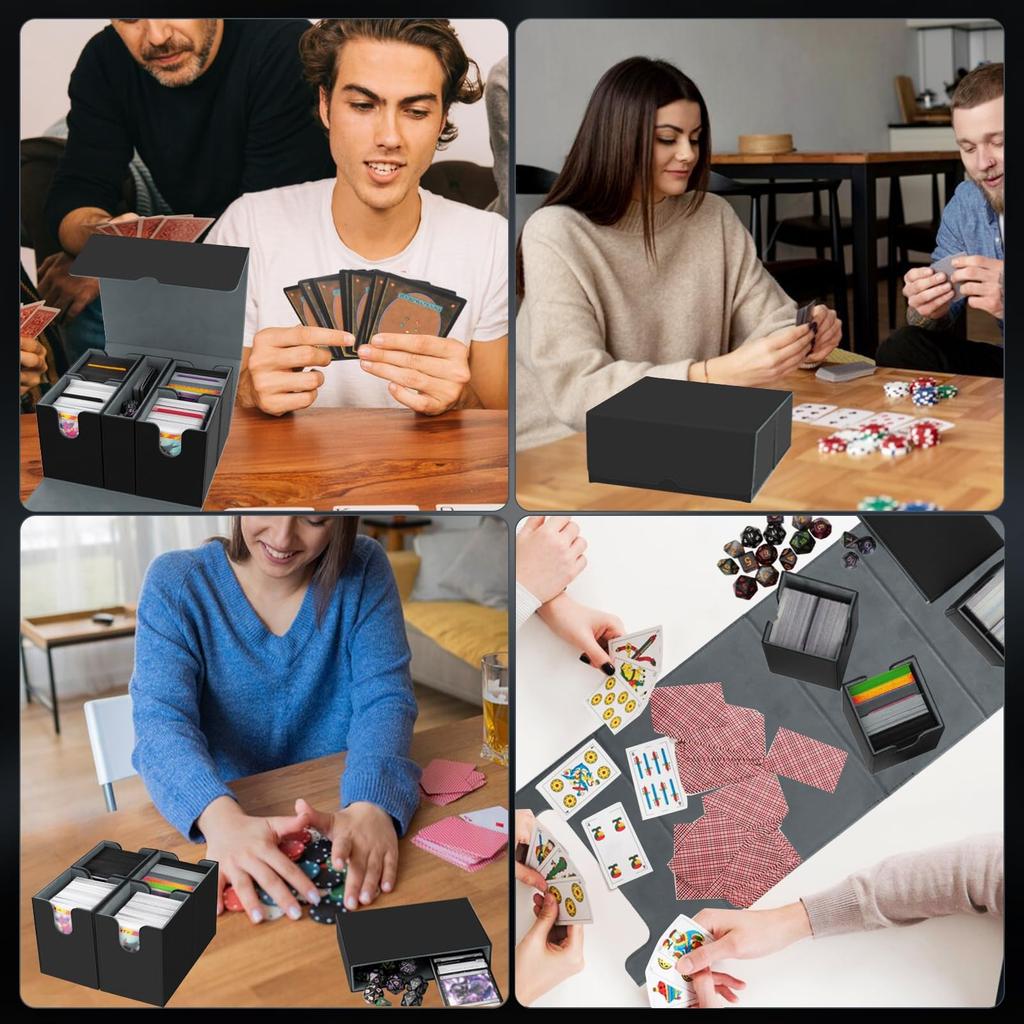 Estuche de almacenamiento AOBOPLE 5 en 1 mejorado con separación de cuero PU para cartas coleccionables, 4 cajas pequeñas para cartas y dados de gran capacidad, 4 colores compatibles con béisbol