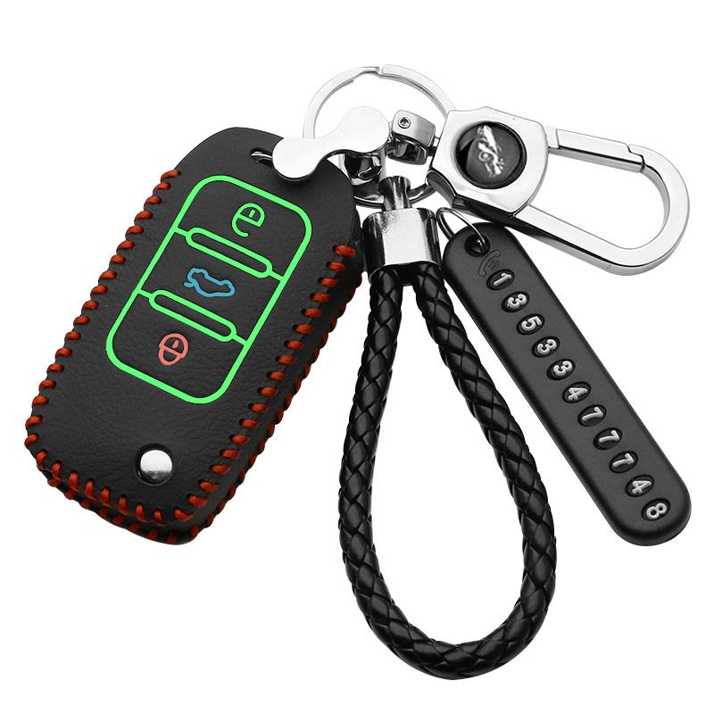 Leather Car Key Case For Vw Golf 5 7 Bora Mk6 7 Jetta Polo Passat B5 B6 B8 Skoda Octavia A5 Fabia Seat Ibiza Leon Smart Key Case