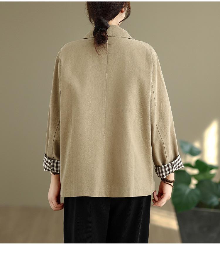 Plus Size Spring/Autumn Loose Casual Jacket for Middle-Aged Women