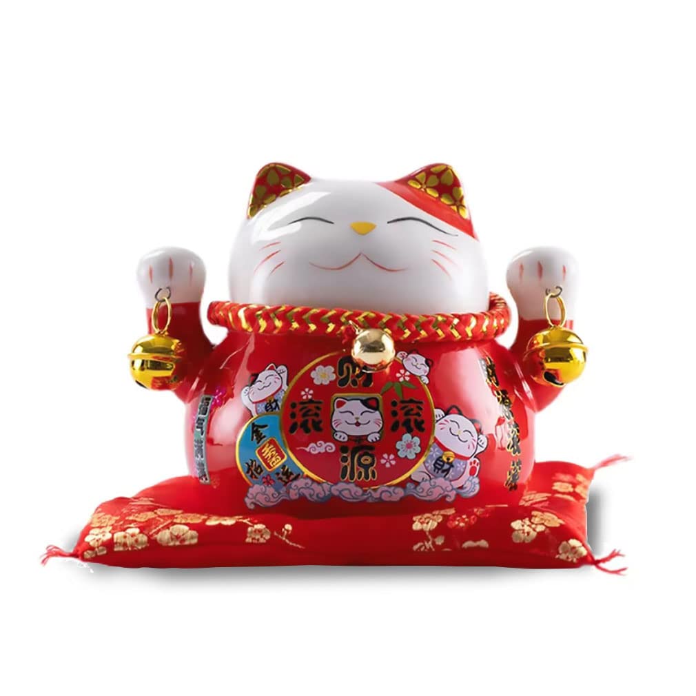 Lucky Cat Piggy Bank Good Luck and Fortune Ceramic Decorative Entryway Business Housewarming Opening Gift Figurine, Improver, Item, Ornament,