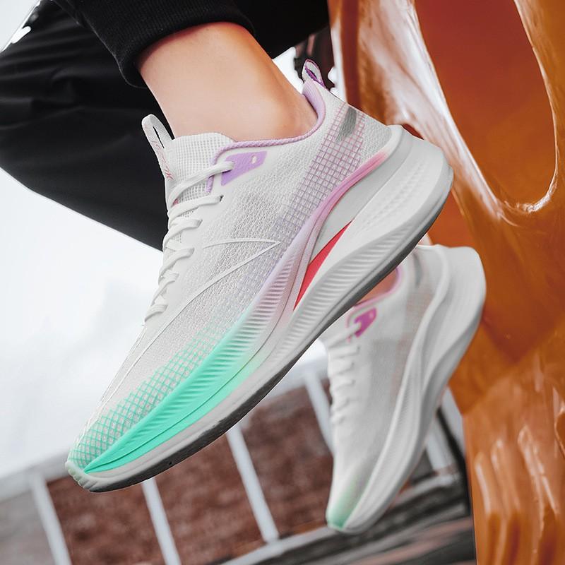 Lightweight Running Shoes Men Women Breathable Mesh Upper Carbon Plate Anti-Slip Sole Flexible Durable Road Track