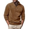 Men's Long Sleeved Zipper Stand Up Collar Sweatshirt Men's Collar Imitation Leather Thread Pullover Top