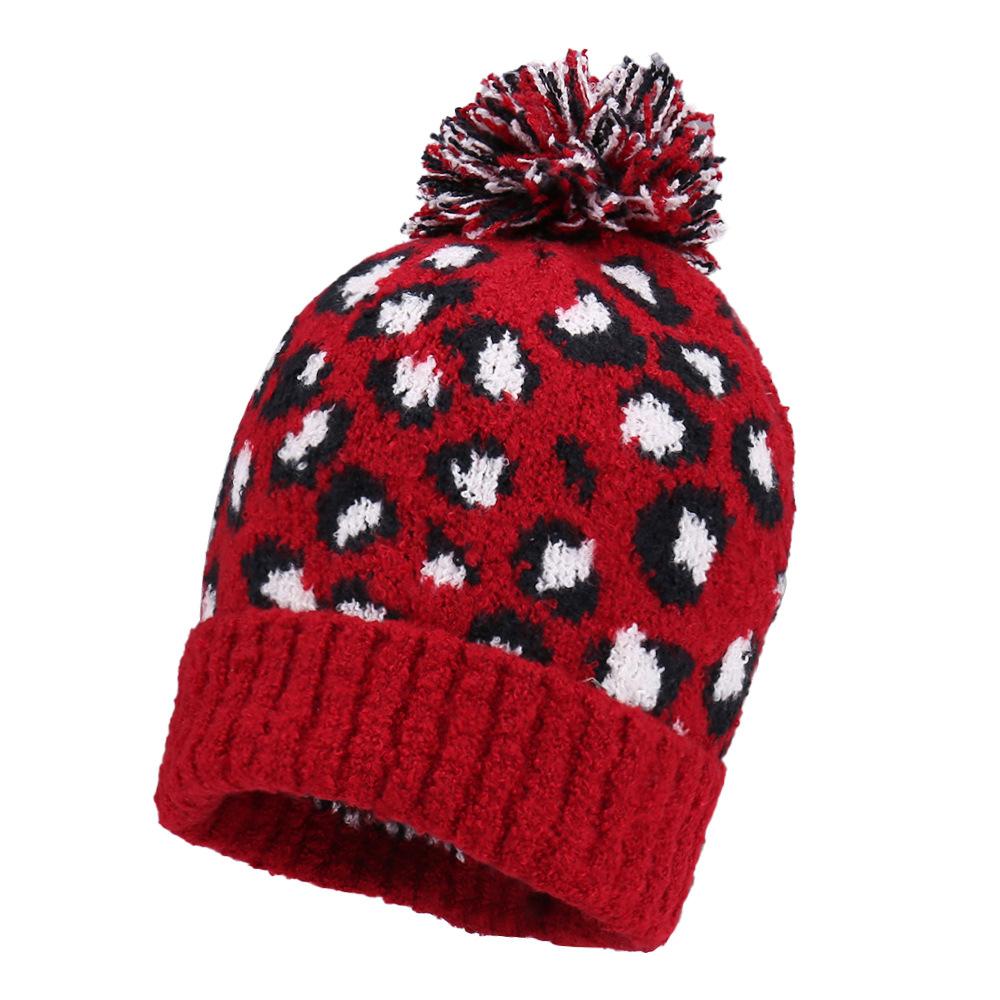 Fashion new hot-selling leopard print knitted wool hat outdoor travel out windproof cover warm hat