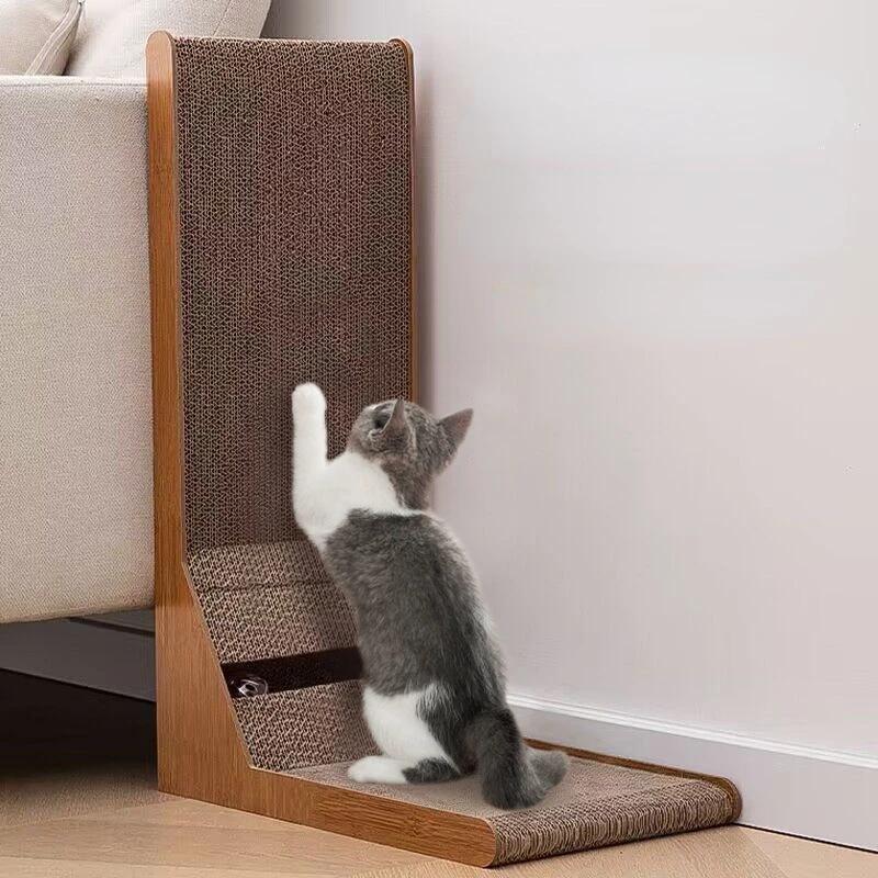Tabla Rascadora para Gatos en Forma de L Desmontable Papel Corrugado Rascador para Gatos Duradero Juguete para Entrenamiento de Gatos para Afilar Garras Protector de Muebles