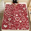 Bright red heart-shaped pattern Flannel printed blanket suitable for all seasons suitable for living room office sofa and travel