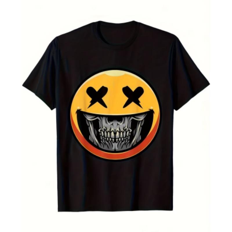 Men's Anime Print T-Shirt - Anime Character Print Crew Neck Short Sleeve Shirt, Machine Washable, Suitable for Anime Apparel and Party Outfits