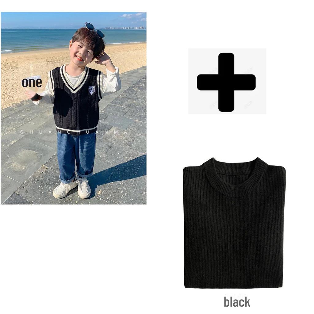 Dziecięca kamizelka swetrowa w stylu college - Wiosenno-jesienna dziergana kamizelka dla chłopców i dziewcząt