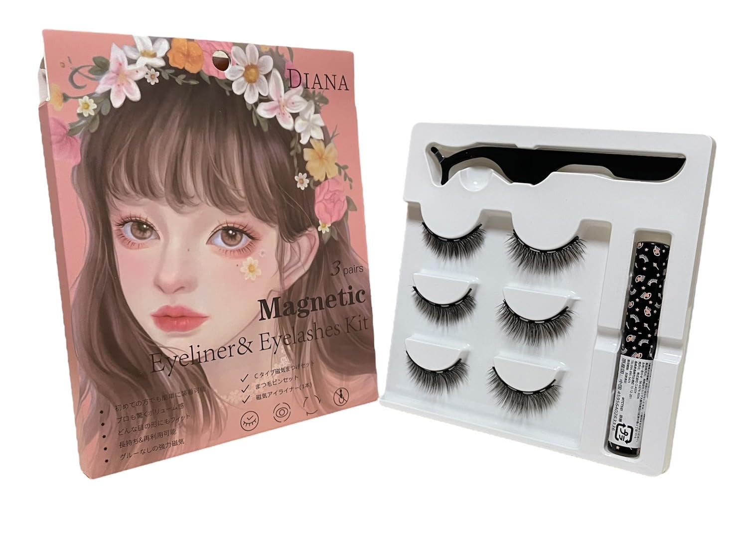 

DIANA Magnetic Eyelash Starter Kit (3 types included), Sweat and Water Resistant, Favorite of Professional Dancers [Magnetic Eyelashes, Eyelash