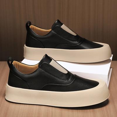 Zapatos para caminar de hombre de suela gruesa y suave de alta calidad, mocasines casuales de cuero, antideslizantes, para exteriores, de caña baja, de diseñador.