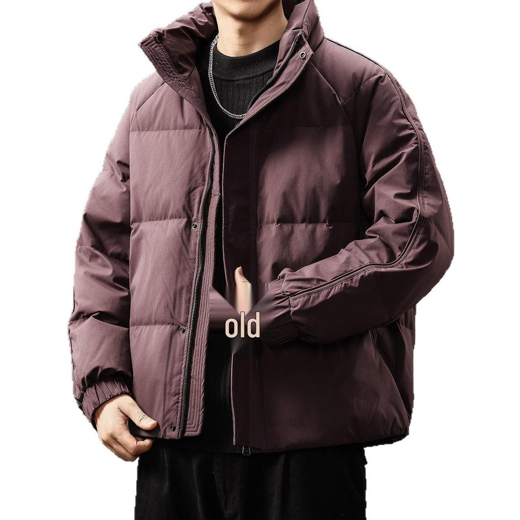 Men's Luxury Stand Collar White Duck Down Jacket - Thick, Warm, and Fluffy Winter Coat