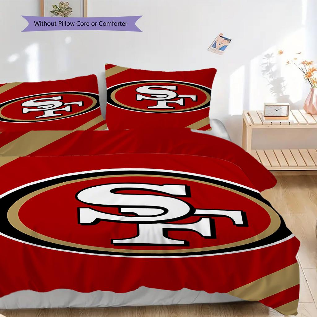 San Francisco 49ers Pattern Bedding Quilt Set Quilt Cover Pillowcase Home Decoration Birthday Gift (1 * duvet cover + 2 * pillowcase, without core)