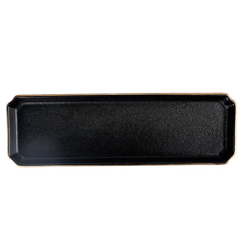El Creative Ceramic Plate Japanese Cuisine Rectangular Phnom Penh Plate Sushi Plate El Restaurant Pure Black  Pot Dish