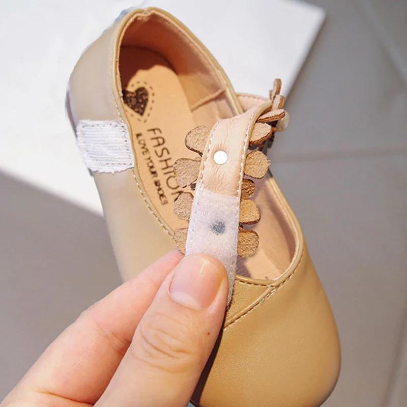 Princess Funny Girls Leather Shoes Flat with Appliques Kids mary jane Dress Shoes Soft New Autumn Sweet Floral Shoes Girl H05221