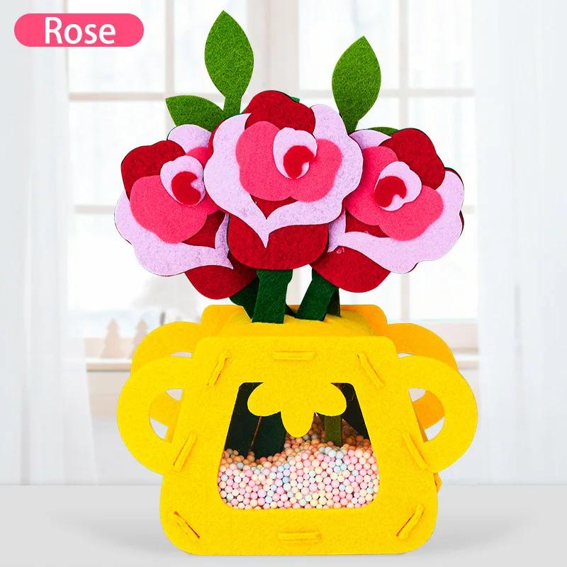DO-IT-YOURSELF Flower Toys Montessori Arts Crafts Non-weaving Handicrafts Flowerpot Playthings Ideal for