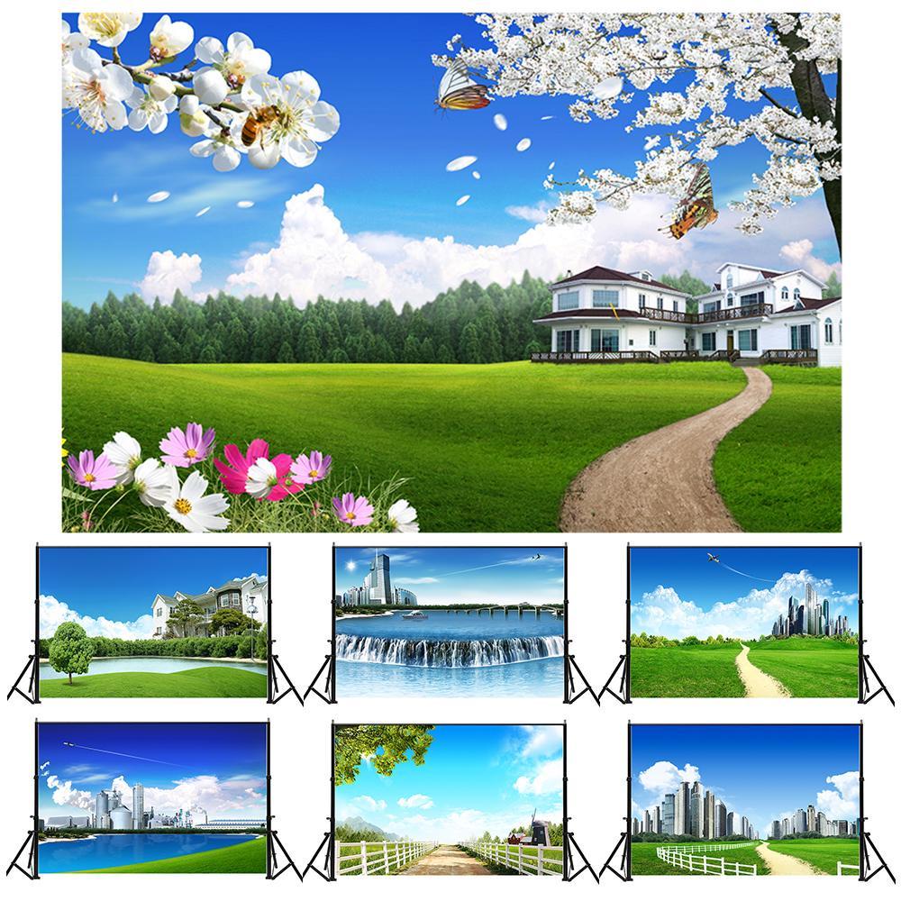 Landscape Backdrop with Blue Sky&White Clouds for Events,Parties,Studio Shoots,Outdoor Celebrations,Live Streaming