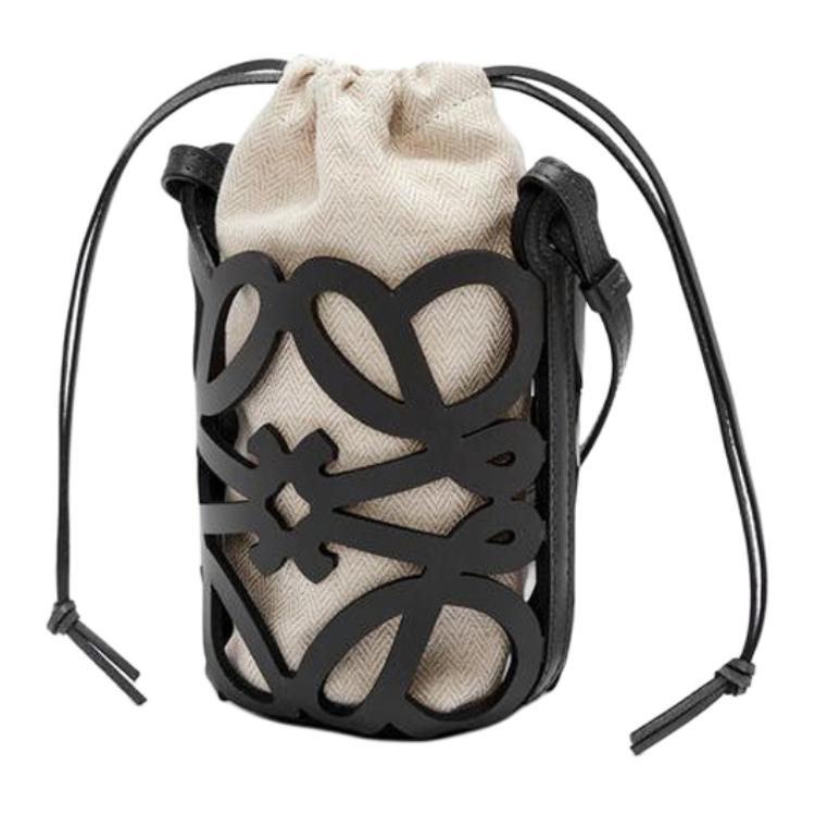 New LOEWE Classic Cow Leather/Canvas Crossbody Bag Women's Black C922Y62X02-1205