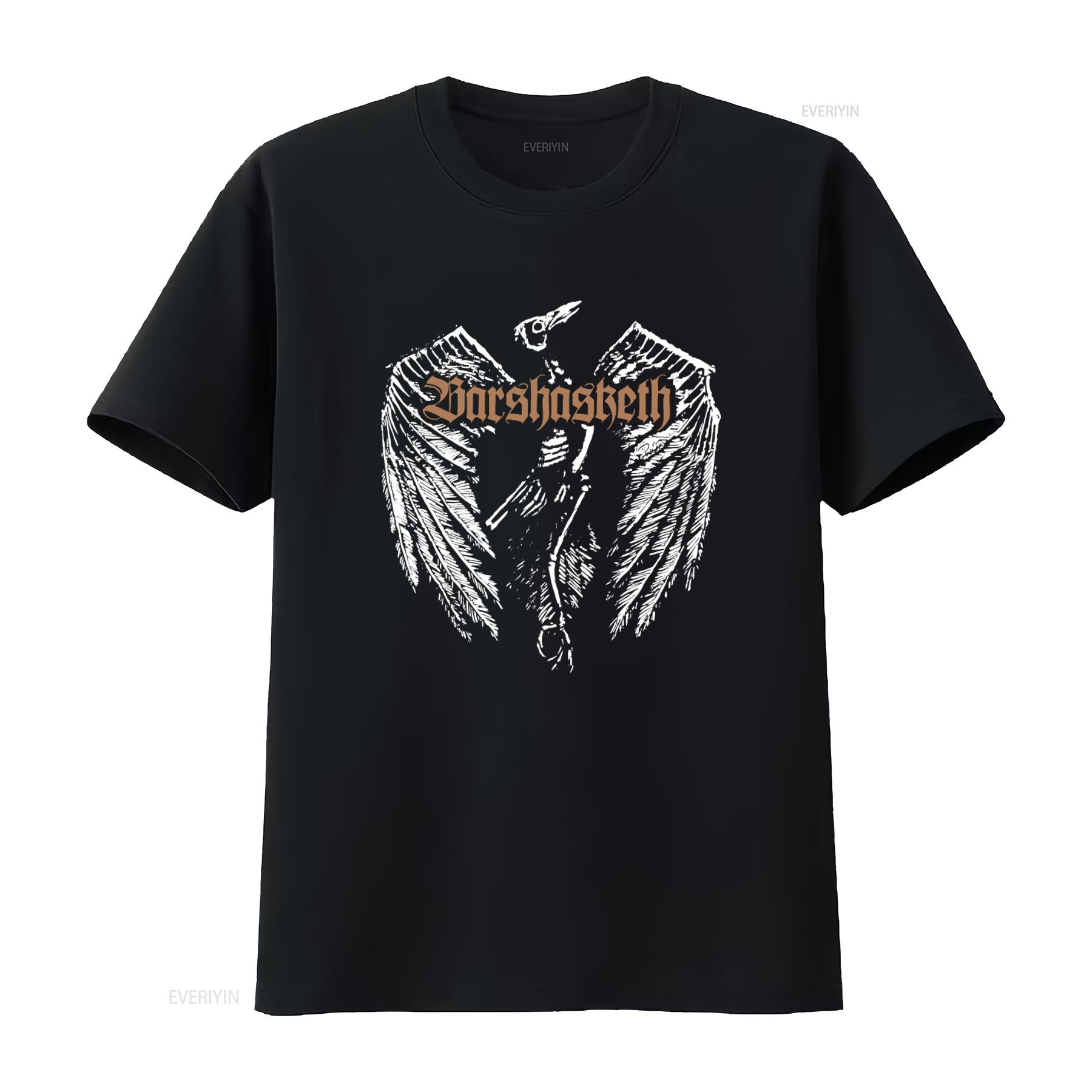 

Barshasketh Gothic Crow Wings Print T Shirt Sizes Perfect for Metal Fans Xl The Chasm Dawn Urfaust Urgehal Lnquisition Naglfar 4XL