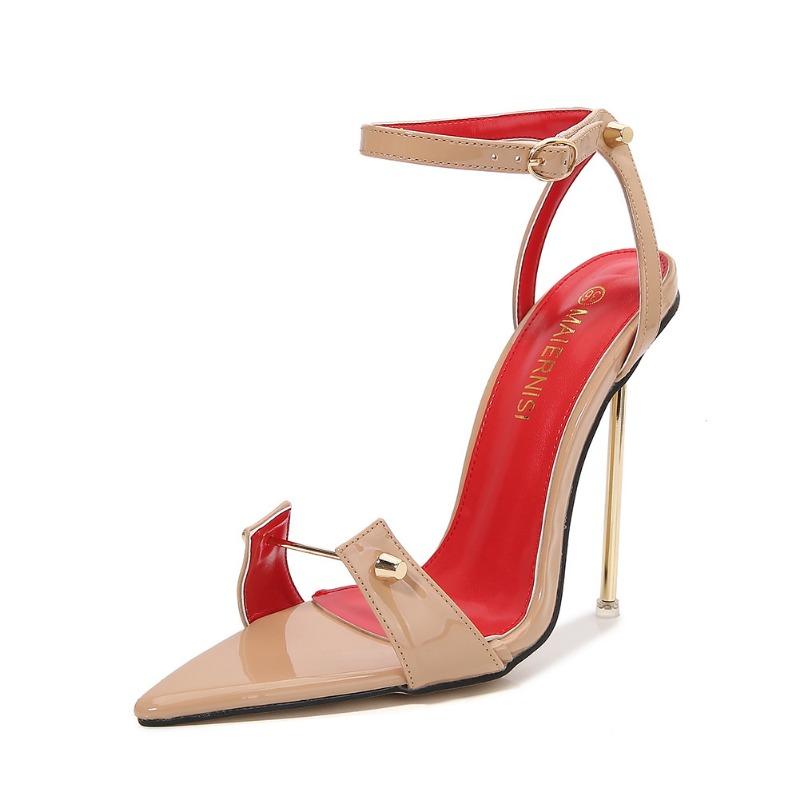 

Ветер модные сандалии пряжка на одно слово металлический каблук мужские перекрестные ремешки сценическое выступление большой размер подиум высокие каблуки 46