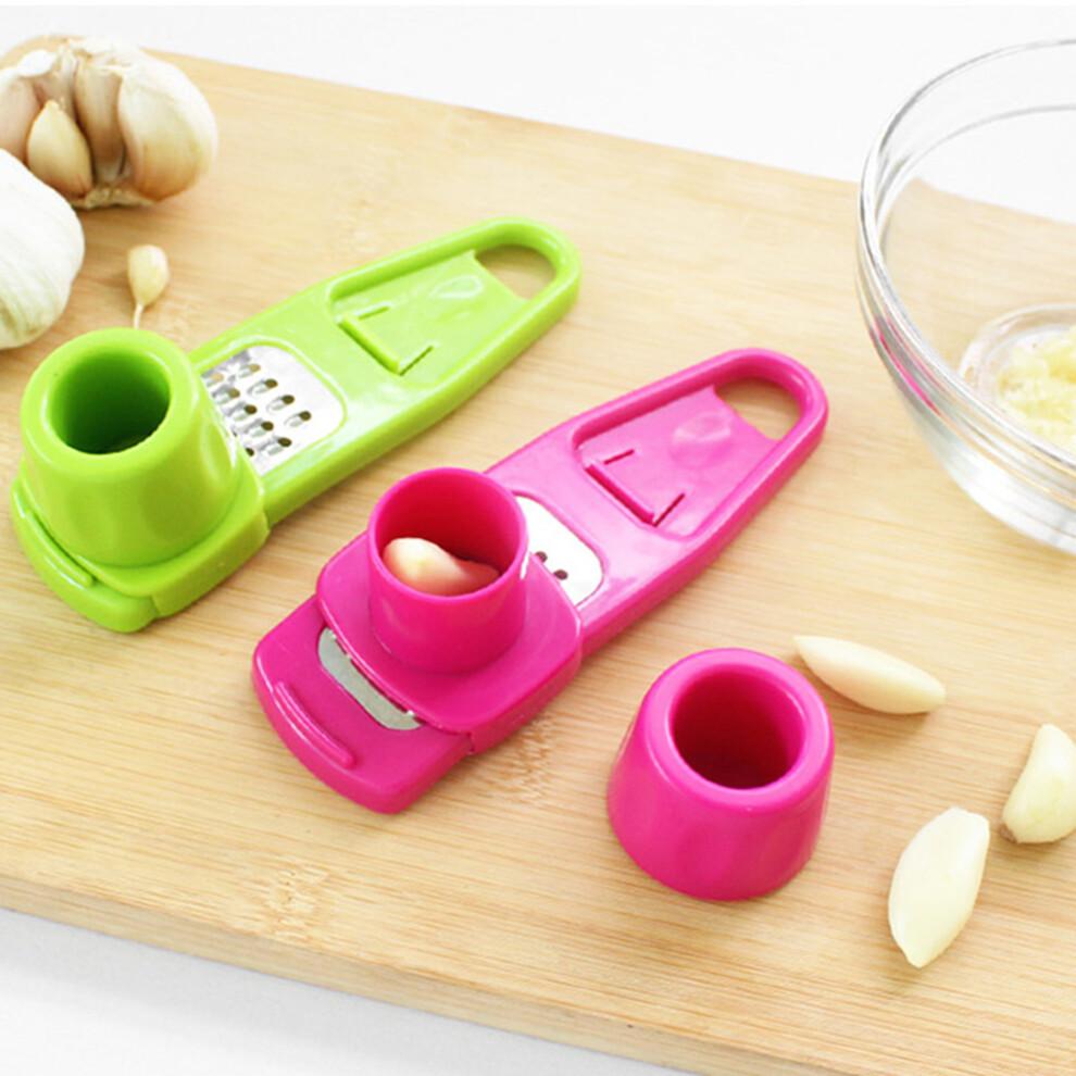 Pressed Garlic Chopper Rosy 1set With Hands Protecting Cover 2pcs