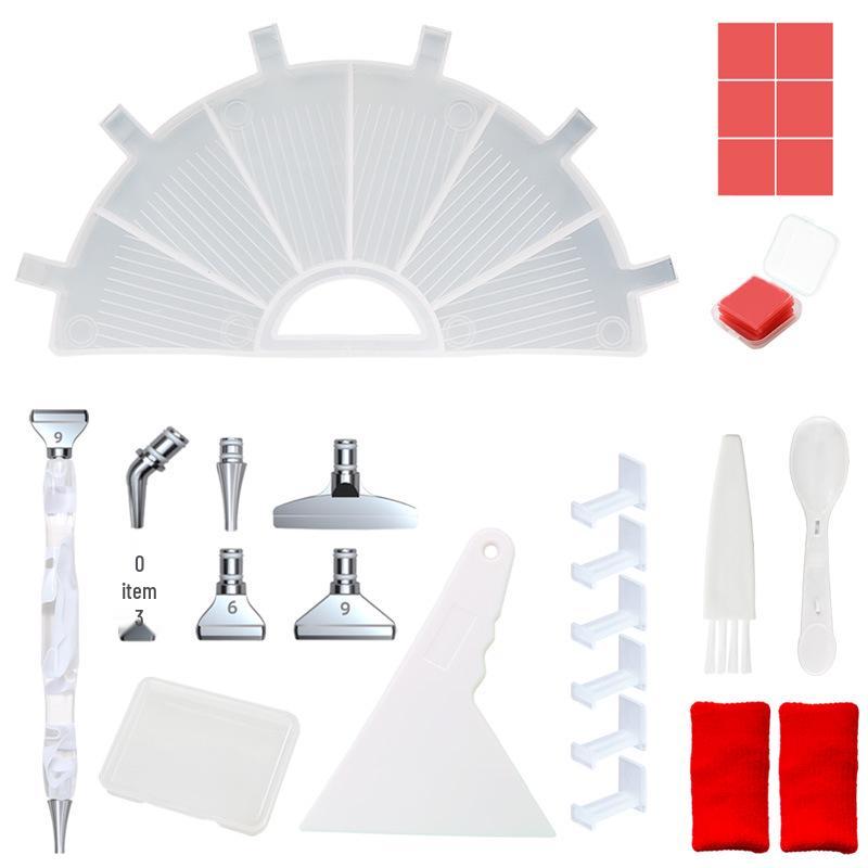 Multifunctional Diamond Painting Tool Set: Flip Drill Plate, DIY Drill Pen, Storage Tray & Embroidery Sieve