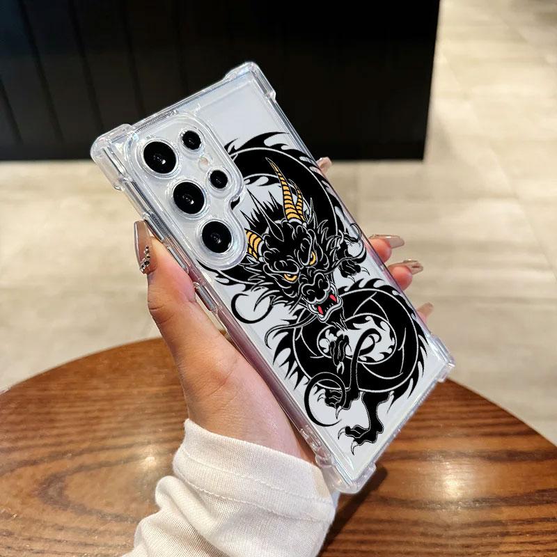 Fashion Dragon Tattoo Pattern Art Phone Case For Samsung Galaxy S25 FE S26 S24 S23 S22 S21 S20 Ultra S26 Plus S25FE Clear Cover