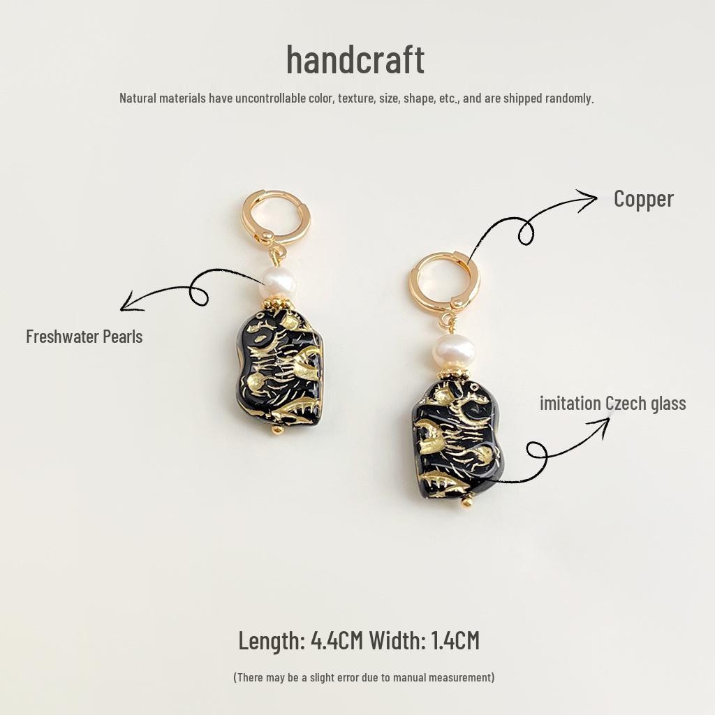 Boucles d'oreilles géométriques vintage de style chinois en perles et verre tchèque