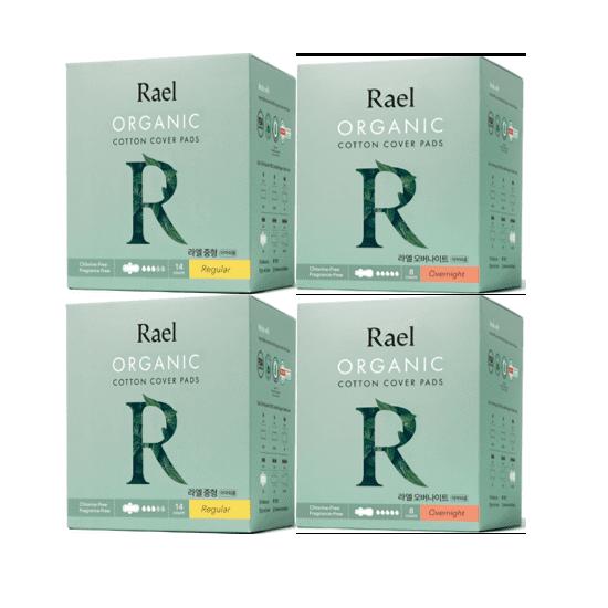 

2 packs of Lael sanitary pads + 2 packs of overnight 8 pads (choose 1 of 2 types) (medium 14 pads / large 12 pads) 2 medium packs + 2 overnight packs