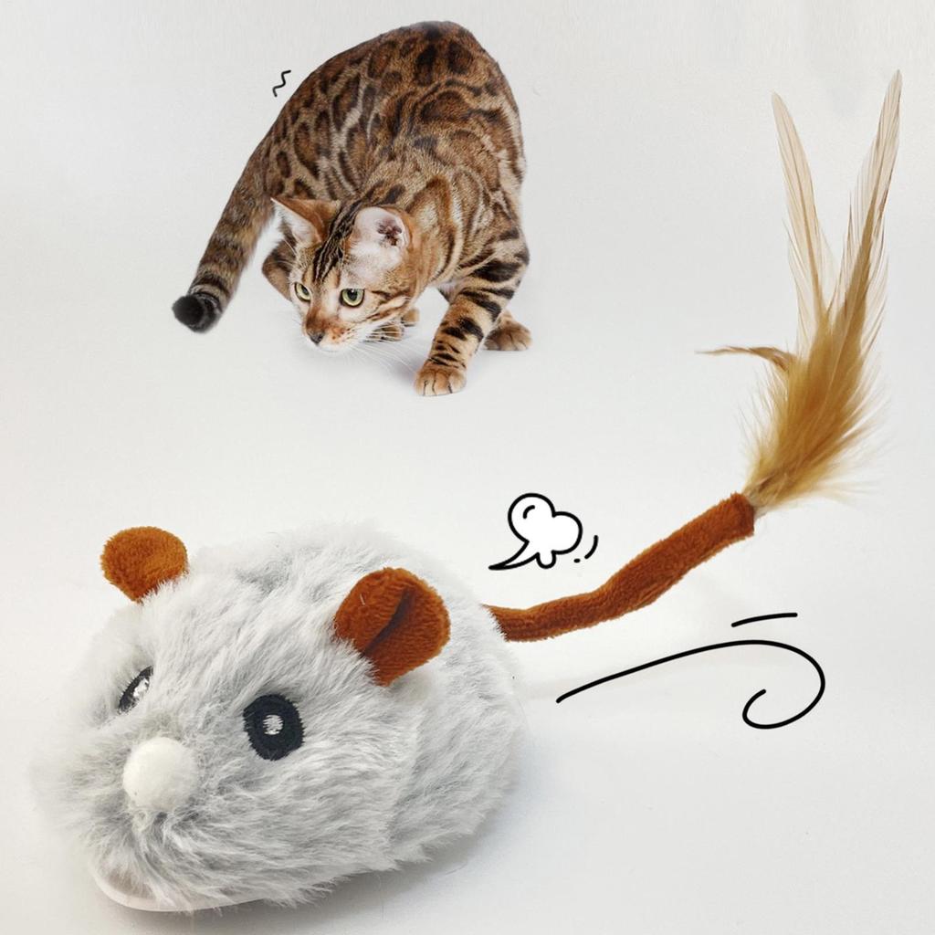 Cat Toy Games Rechargeable Plush Mice Interactive Toys For Cats With Silent Wheel For Play Exercise Entertain Training Halloween