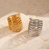 New Trendy Stainless Steel Multilayer Lines Open Rings for Women Gold Color Geometric Punk Adjustable Finger Rings Jewelry Gifts