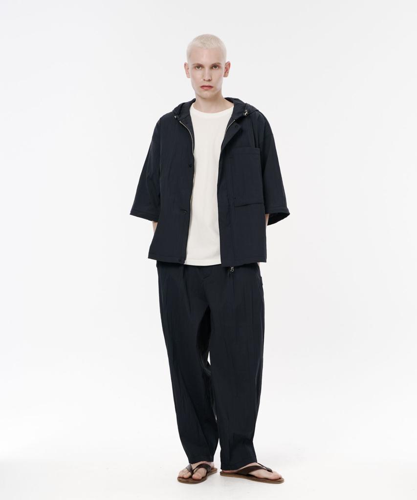 Kodeumopeu Utility Air Crease Wide Elastic Waist Pants Dark Grey