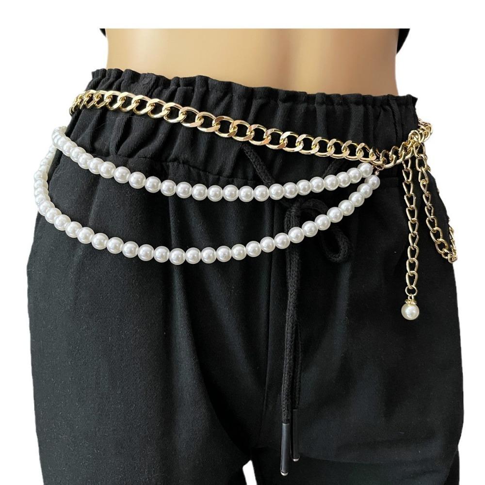 Elegant Waist Chain Waist Accessory Pearl Waist Chains New Pearls Splicing Belt  for Women