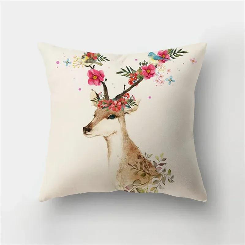 Bank Huisdecoratie Dieren Kussensloop Natuurlijke Bladeren Bloemenlandschap Kussenhoes Kort Pluche