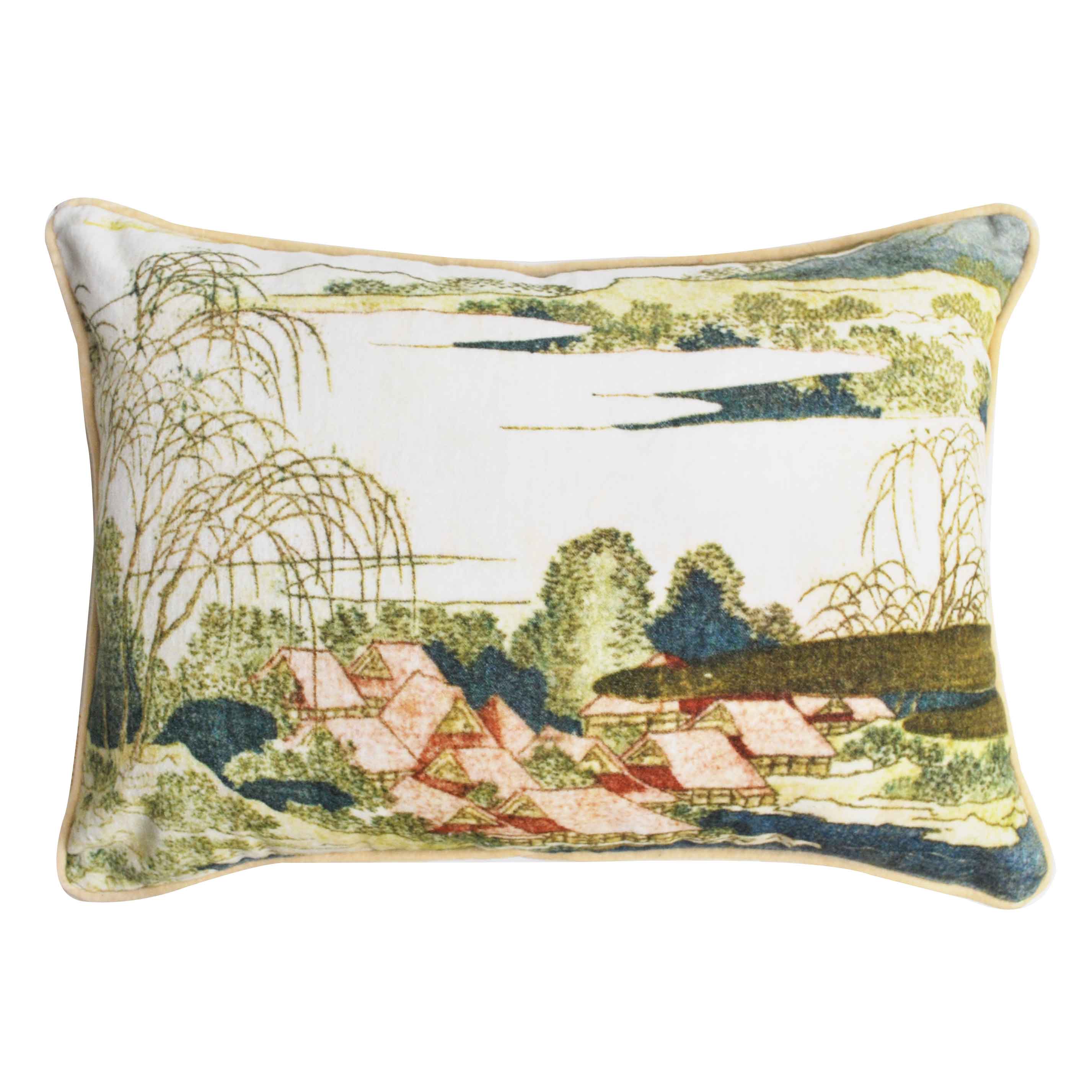 

Ikka Dukka Cotton Velvet Rectangular A Japanese Village Cushion Cover