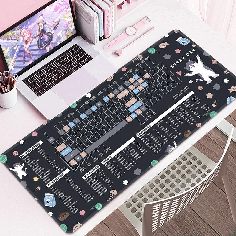 Extra Large Cartoon PS Hotkeys CAD Mouse Pad - Non-Slip Desk Mat for Keyboard & Laptop