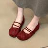 2025 Autumn French Retro Round Head Inner Height Increase Shallow Mouth Single Shoes Women's Versatile Skirt Low Heel Mary Jane Shoes