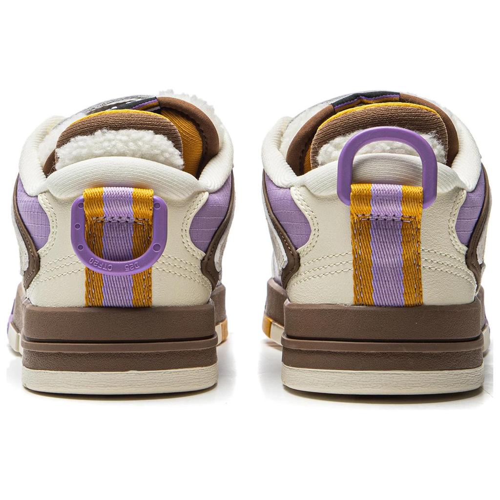 Li Ning Weiw Pro Skateboard Series Comfortable Versatile Non-Slip Durable Low-Top Skate Shoes Women Sneaker White Brown Purple AECU032-3