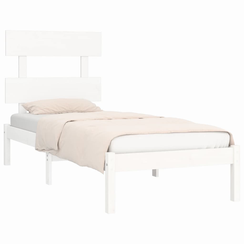 Solid Wood Bed White 90 X 200 Cm