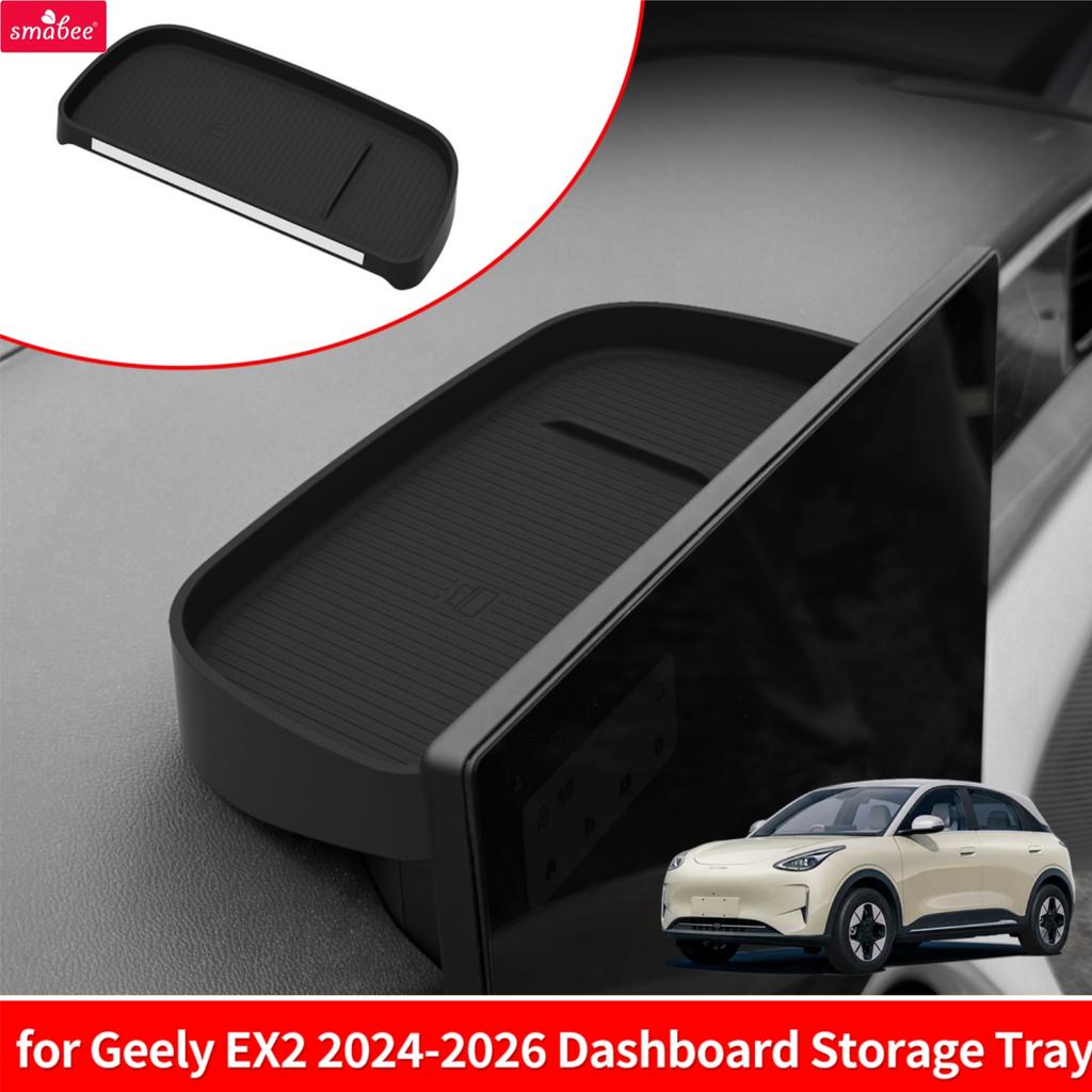 Smabee Left Drive for Geely EX2 2024-2026 Silicone Behind Screen Storage Tray Dashboard Organizer Car Interior Accessories Black