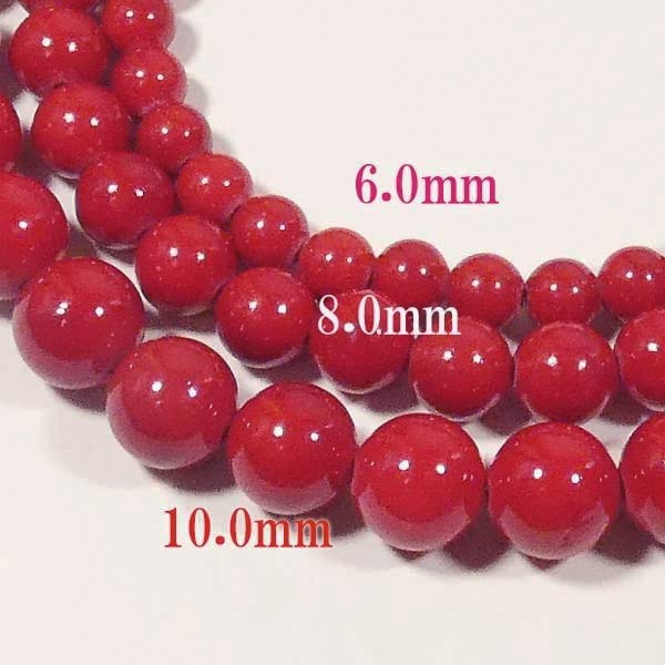 Korallenkette Synthetisch 42cm Ohrringe Bonus-Set Blutrote Korallenkette [B-Stil] (8mm/42cm/Transparente Ohrringe)