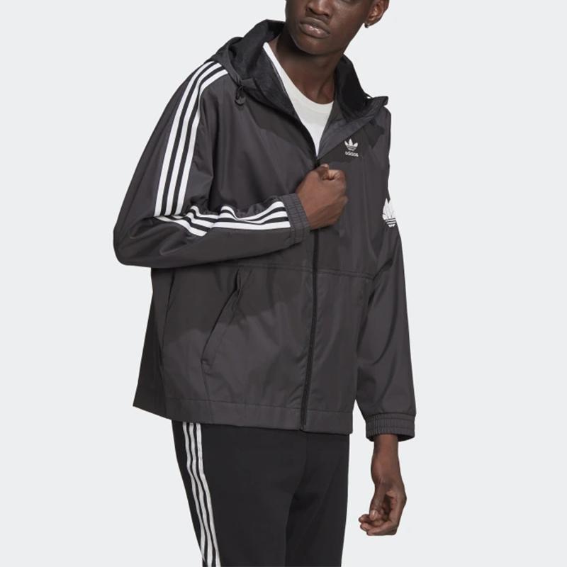 Adidas 3D Windbreaker Embroidered Logo Training Jacket With Hood Men Outerwear Black GN3551