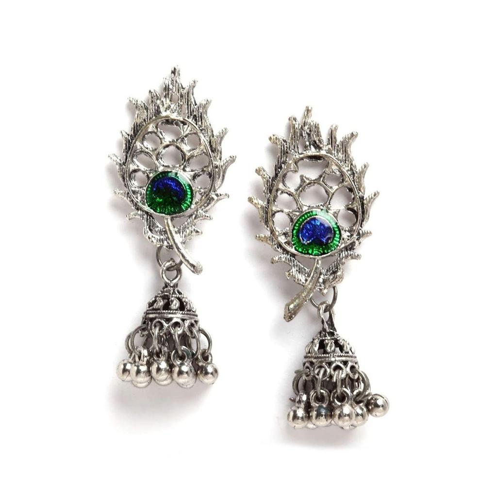 Latest Stylish Design Fancy Traditional Oxidised Silver Necklace Jewellery Set for Women