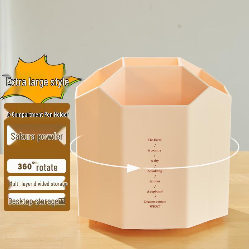5-Compartment Rotating Desk Pen Organizer