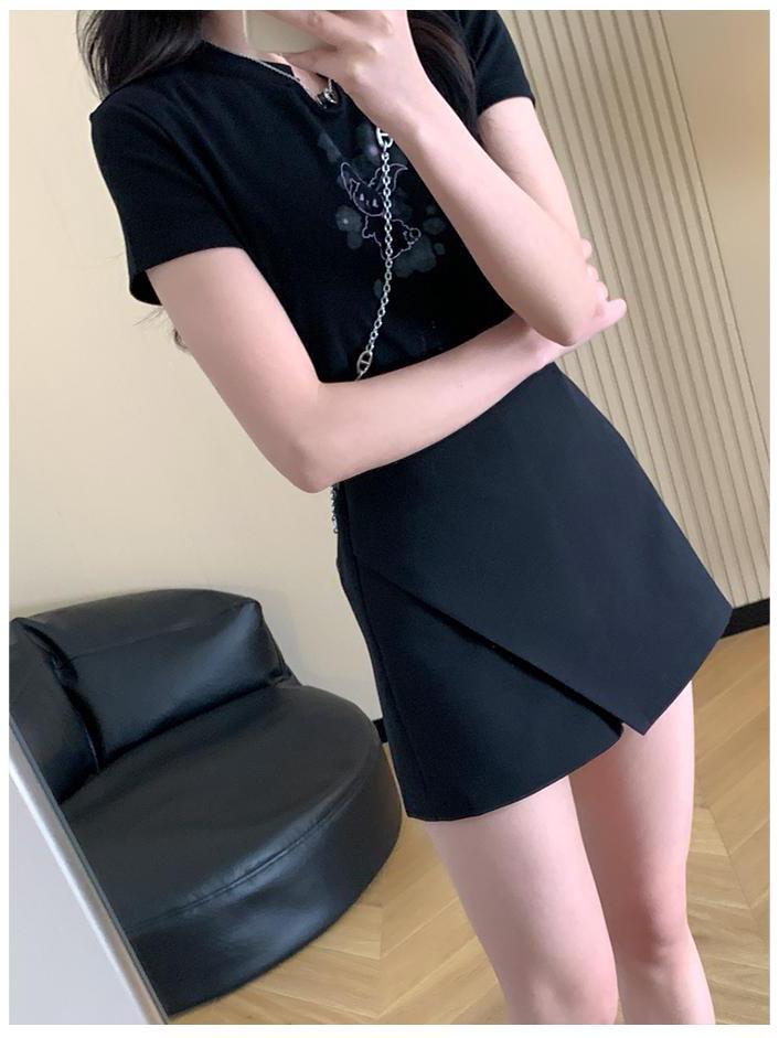 2025 Summer High-Waist Slimming A-Line Skirt Shorts for Women - Casual Petite Hip-Wrapping Style