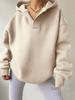 2024 Autumn/Winter Women's Solid Color Hooded Sweatshirt - European & American Style, Long Sleeve, Loose Fit Hoodie