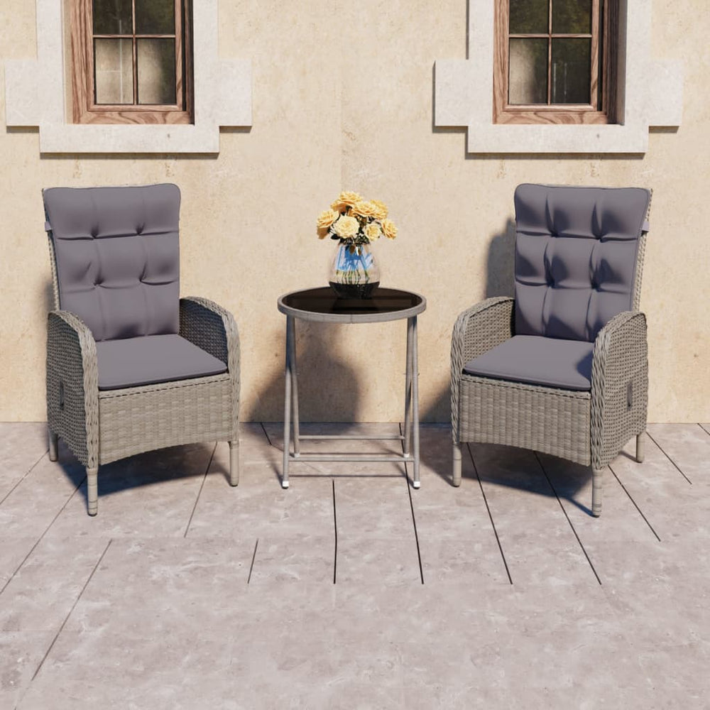 Ensemble de bistro de jardin 3 pcs Résine tressée et verre