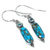 Natural Blue Copper Turquoise, Blue Topaz 925 Sterling Silver Earring 1.75" n5i83