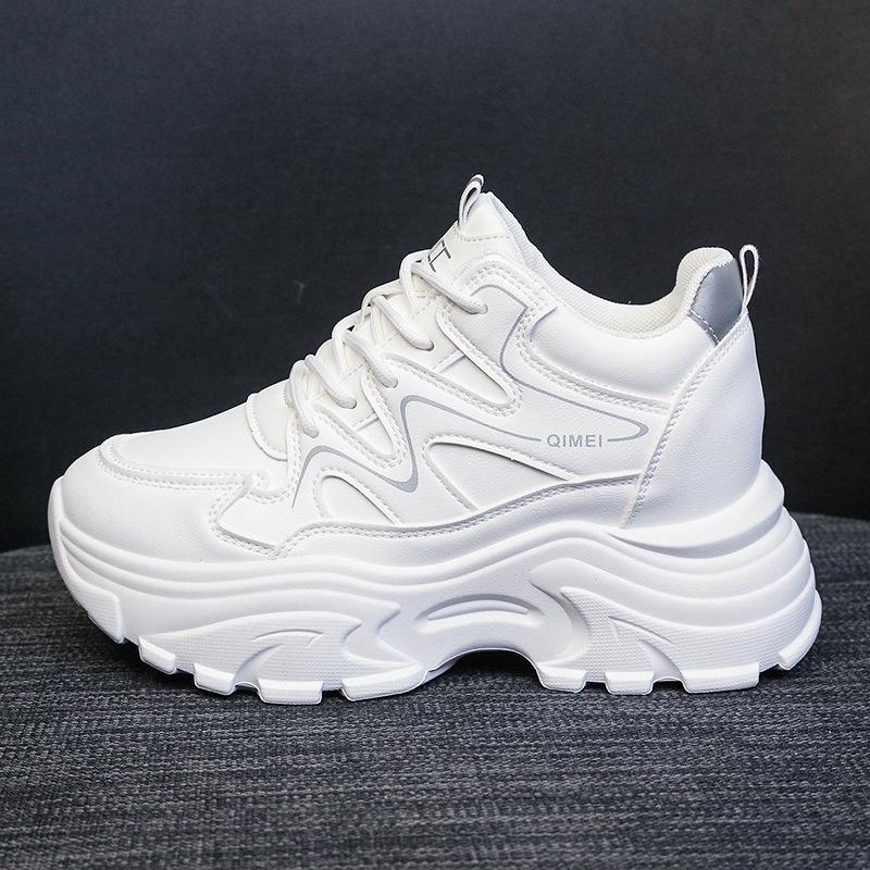 

Женские кроссовки на танкетке 2025 новая универсальная маленькая обувь на толстой подошве удобная дышащая повседневная спортивная маленькая белая обувь 40 белый